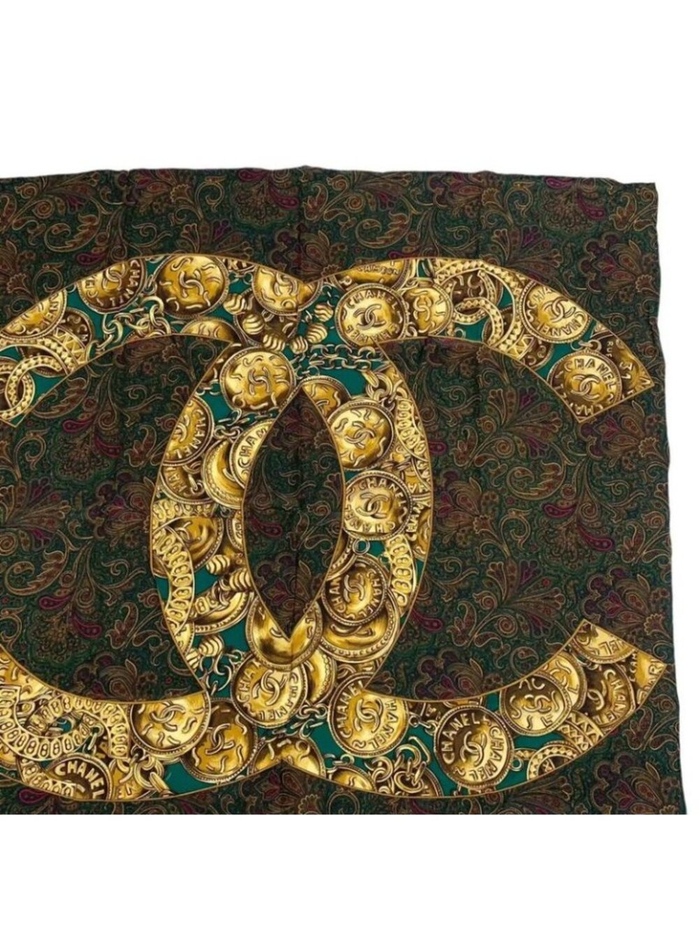 Chanel Scarf Silk CC Logo Paisley Pattern - Picture 3 of 6